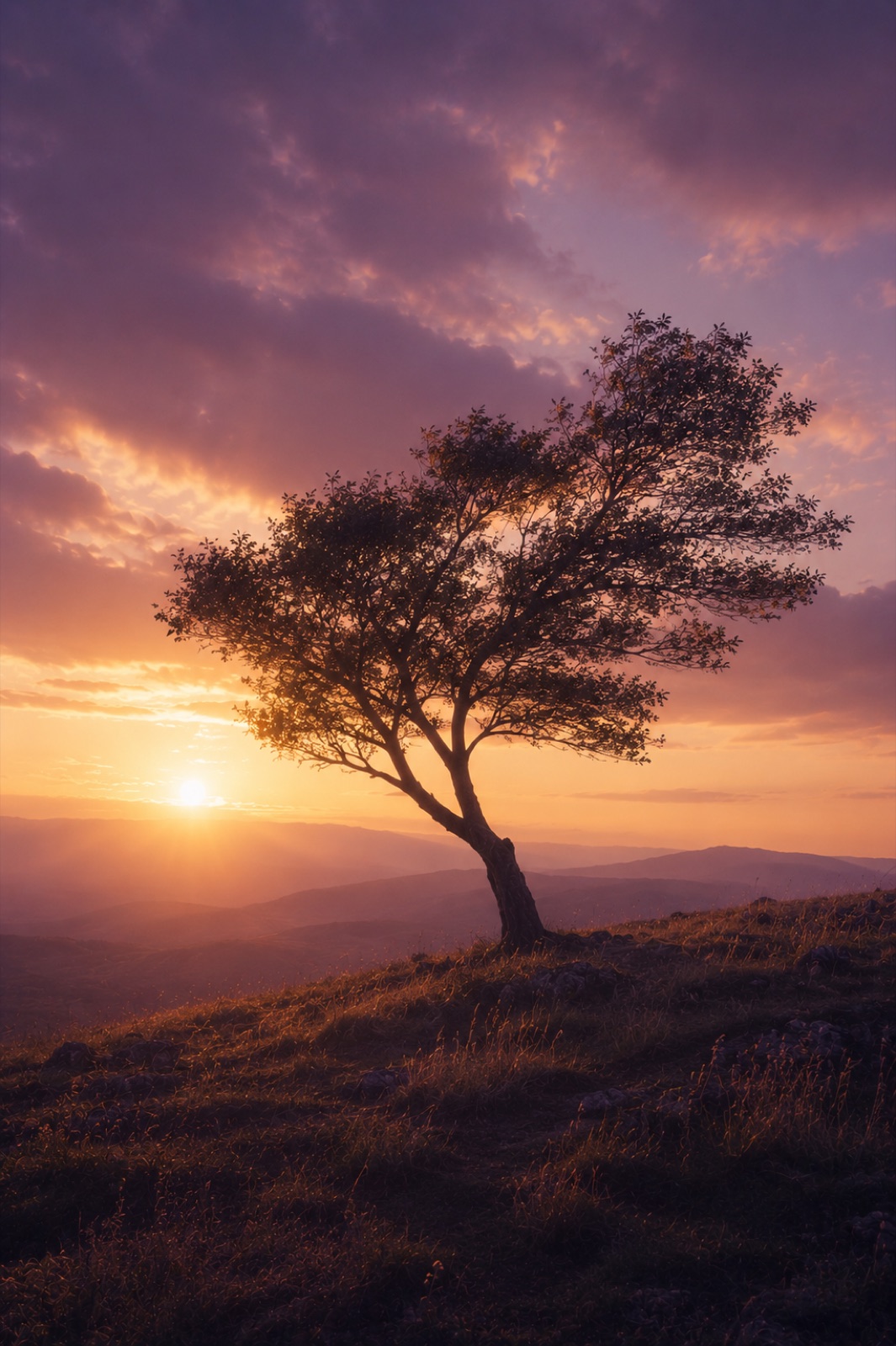 A árvore ao pôr-do-sol